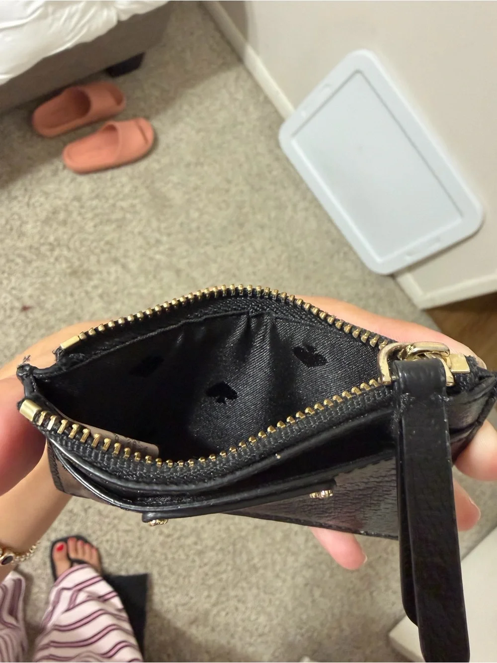 kate spade Black Leather Zip Card Wallet